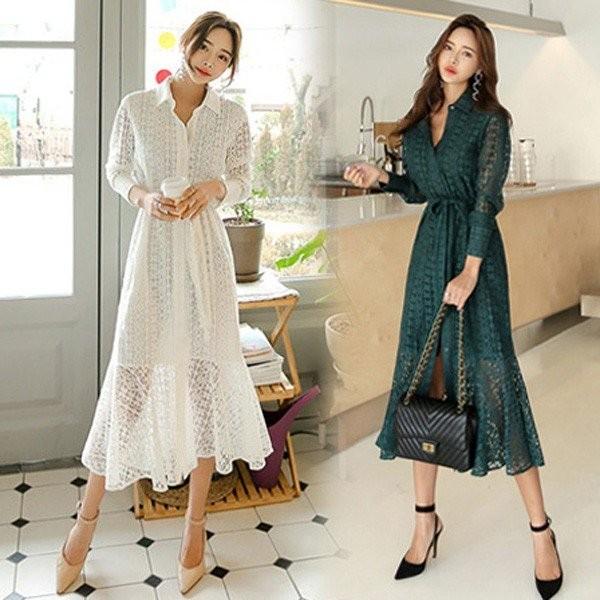 ワンピース レディース 40代 秋服 マキシ丈ワンピース きれいめ 結婚式ドレス レース 長袖 シャツワンピース 着痩せ オシャレ ロング パーティー 通勤 韓国風 Buyee Buyee 日本の通販商品 オークションの代理入札 代理購入