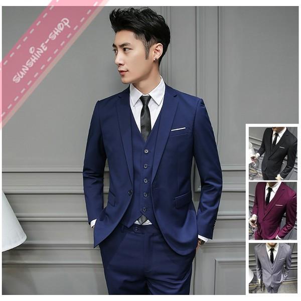ビジネススーツ メンズ スーツセット ベスト付き スリムスーツ 一つボタン 通常 出張 結婚式 お洒落 Xc1818 Sunshine Shop 通販 Yahoo ショッピング