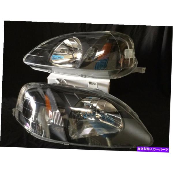 USヘッドライト 99-00ホンダシビックEK / EJ EMブラックハウジング琥珀