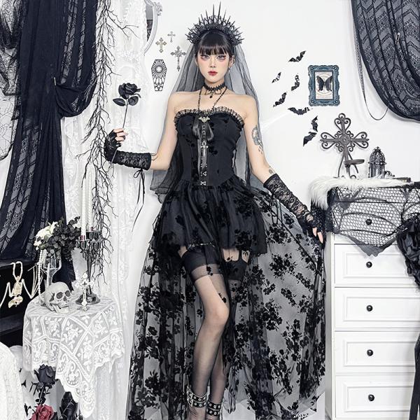 ワ ンピース 女性 レディースダンス衣装 ワンピース コーデ  コスプレ衣装 ハロウィンファッション ハードゴシック ドレス ゴスロリ ブラック ゴシック服
