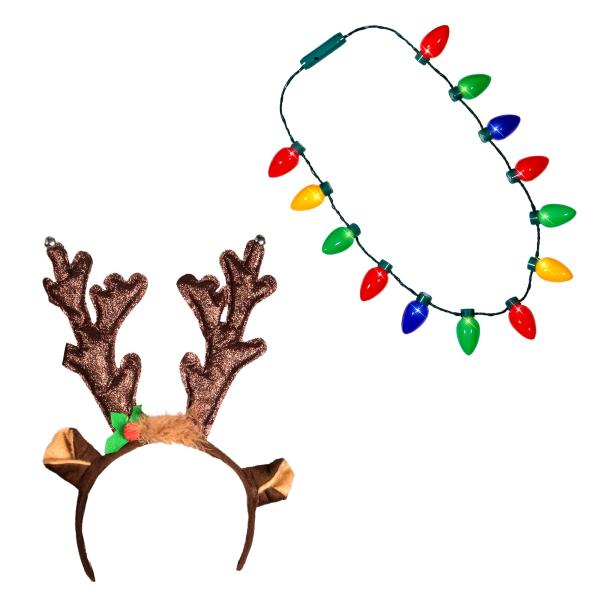 【並行輸入品】醜いセータークリスマスパーティーキット Holiday帽子+ LEDクリスマス電球ネックレスコンボby Windy City