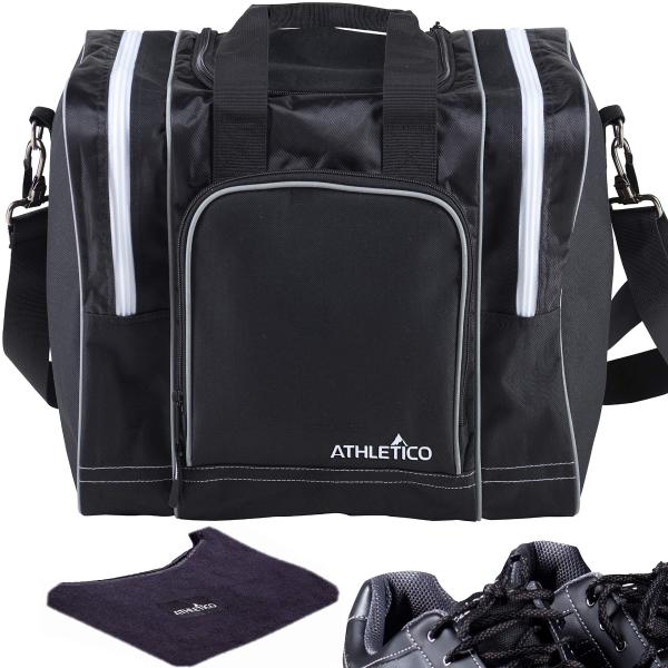 【並行輸入品】Athletico ボウリングバッグ&amp;シーソーポリッシャー バンドル   シングルボールトートバッグ パッド入りボールホルダー付き
