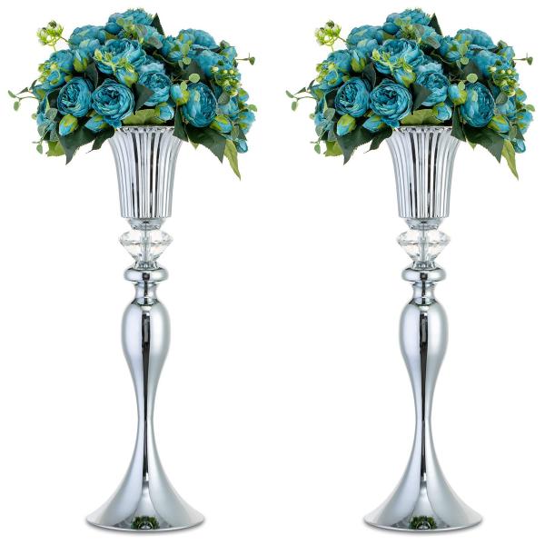 シルバーで魅せるおしゃれフラワースタンド2個セット