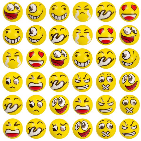 【並行輸入品】LovesTown 36PCS Mini Face Squeeze Balls, 2Inch Yellow Stress Rel