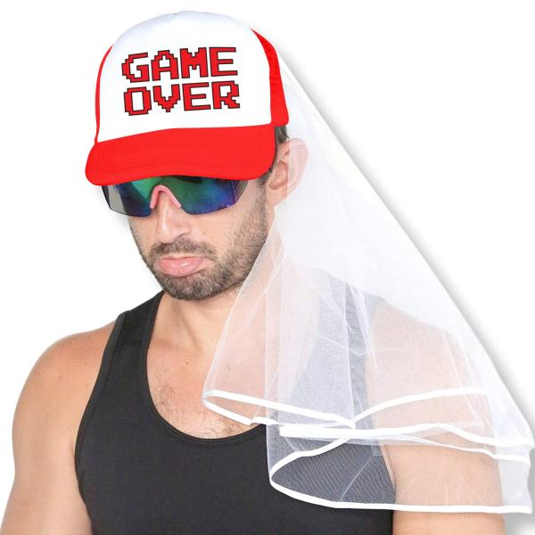 【並行輸入品】Sterling James Co. Bachelor Party Groom Hat and Veil “Game Ove