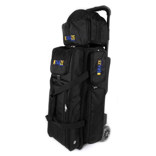 【並行輸入品】KAZE SPORTS デラックス3ボールボウリングローラー ダブルホイール付き + ボール1個 予備トートバッグ(ブラック) K