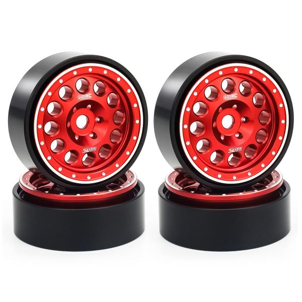 商品名: MRC SXC24 アップグレード アルミニウム ビーズロック 1.0 ホイール (4) セット SCX24 デッドボルト C10 Jeep Betty (レッド) MRC 1.0 Beadlock Wheels RC Metal...