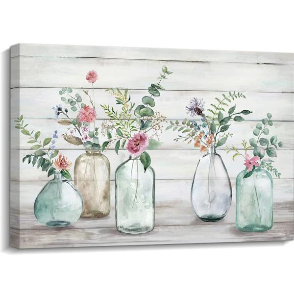 並行輸入品】Creoate 花束 花瓶入り キャンバスウォールアート バス