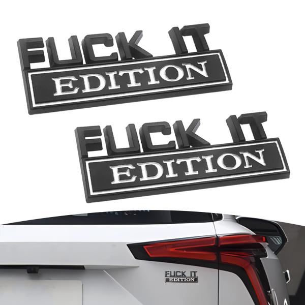 【並行輸入品】2PCS Car Emblem Fuck IT Edition, 3D Letters Metal Material Car D