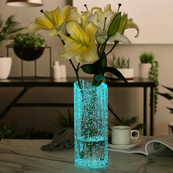 並行輸入品】PRTECY 発光ガラス花瓶 11.8インチ ハンドメイド 蛍光