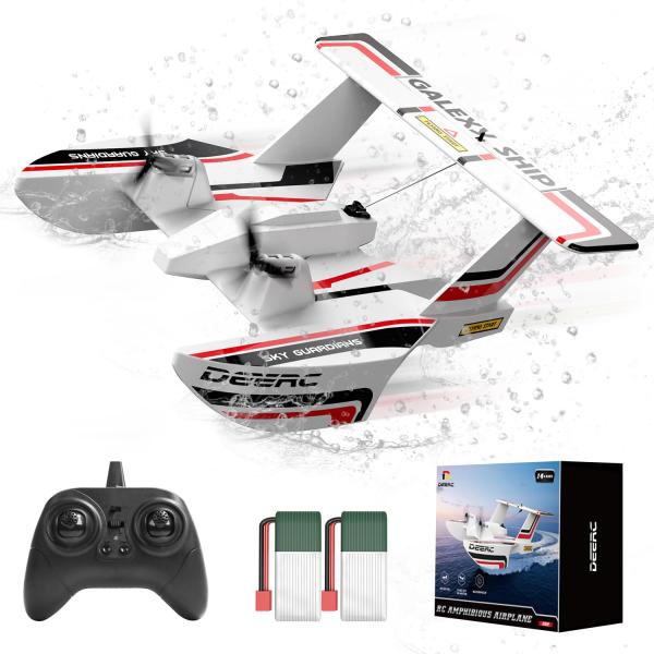 商品名:  DEERC RC Plane for Water Land &amp; Air, Amphibious Tri-Phibian Aircraft, 3CH Remote Control Plane W/ 2 Batteries,...