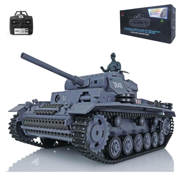 商品名:  wheelfun 2.4G Heng Long RC Tank 1/16 Scale 7.0 Plastic German Panzer Iii L RTR RC Tank Model 3848 340° Rotating Tu...