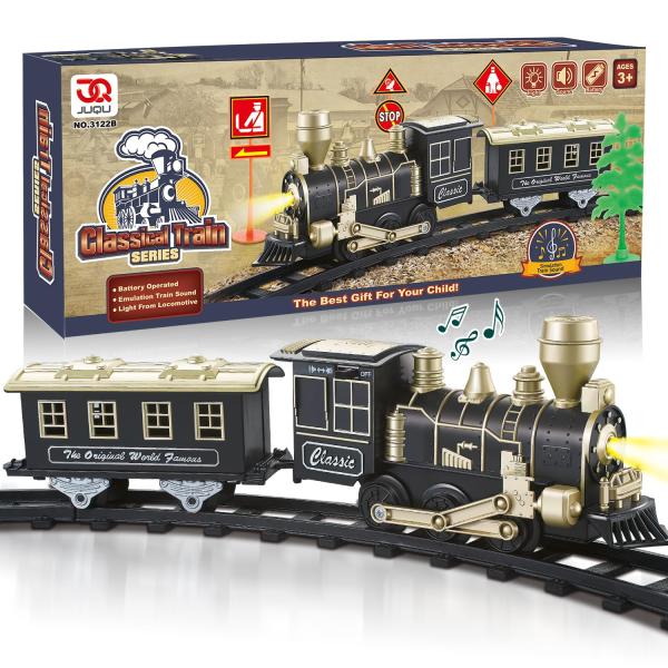 電車　おもちゃ　子供 並行輸入品】JUQU 電車セット 電車おもちゃ ライト&サウンド付き (ON