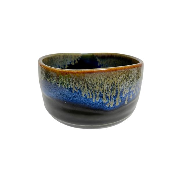 陶器 抹茶碗 黒茶グラデーション 並行輸入品】日本の抹茶ボウル 直径4.45インチ ブラック ブルーの
