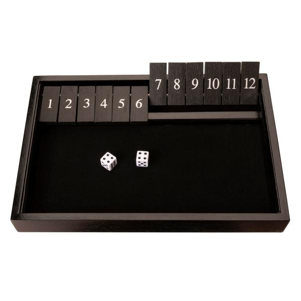 【並行輸入品】WE Games Shut The Box Game 木製 数字フリップタイル12枚 ブラックステンド木製ゲームボード L