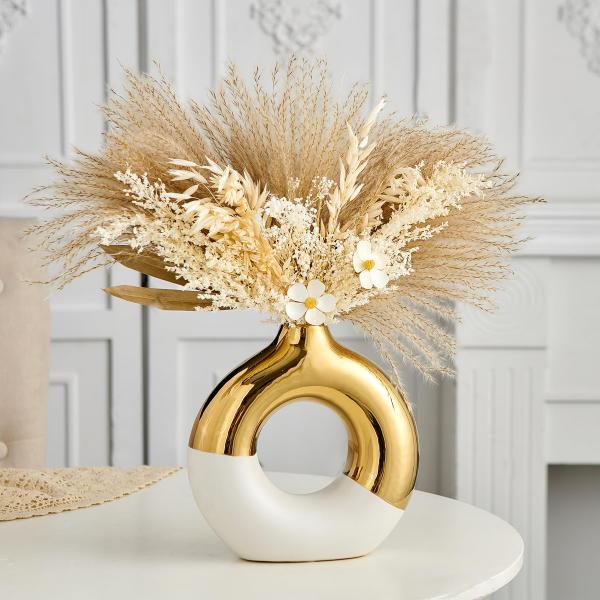 並行輸入品】セラミック ドーナツ花瓶 長さ8インチ x 高さ8インチ 白と