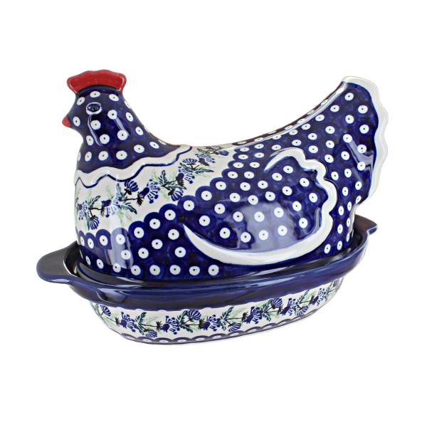 【並行輸入品】Blue Rose Polish Pottery Sweet Annie Hen Baker