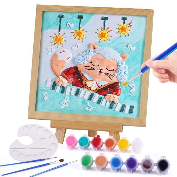 子供向けペイントギフト 猫のしっくいペイントキット アート&クラフト DIY画材 allinone-d_hfayb0cw2kk8bdk