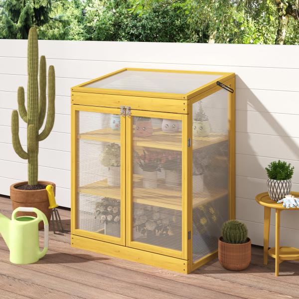 【並行輸入品】 iCapeson Greenhouse, Mini Outdoor Wooden Cold Frame Greenhouse w