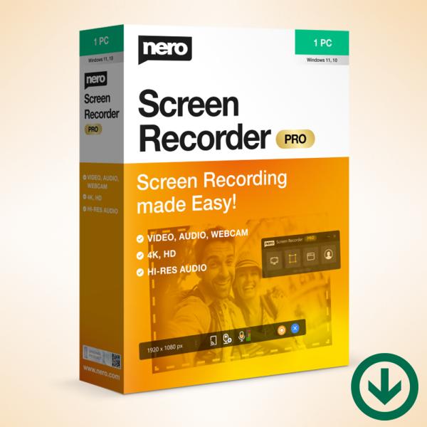 Nero Screen Recorder 2026 永続ライセンス [ダウンロード版] Windows11/10対応 / 画面、ウェブカメラ、音声を最高品質で録画し、コンテンツを共有