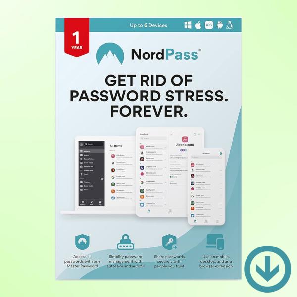 本製品は「NordPass Password Manager PREMIUM版」の年間ライセンスとなります。１ライセンスにつき、最大６台のデバイスにて利用可能です。1年間または2年間のサブスクリプションをオプションよりご選択ください。注：こ...