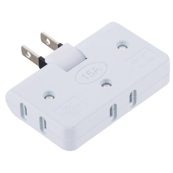 他サイト： オーム電機　3個口コーナータップ　ホワイト　HS-TM3FA1-W (00-1818)の商品画像