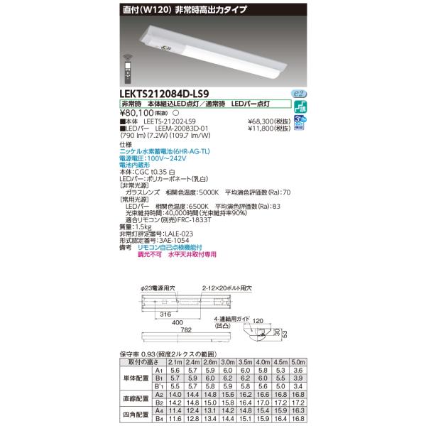 TOSHIBA（東芝） 非常用照明器具 高出力タイプ 20タイプ W120 FL20×1灯