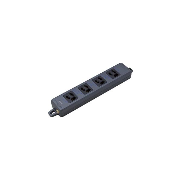 明工社　横形OA抜け止め接地タップ 4コ口 15A 125V パイロットランプ マグネット付 コードなし 黒　MR7904BB