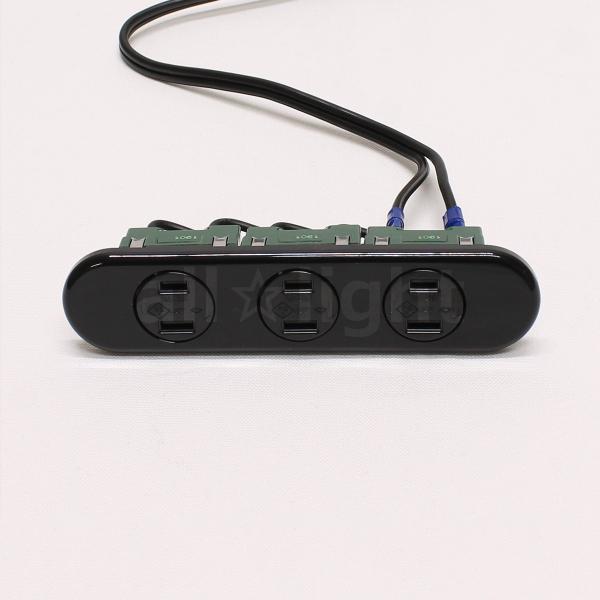 テクノパーツ　家具用3口コンセント 安全扉付 コード1.95m 15A125V 1500Wまで ネジ止め式 黒(ブラック)　TPC-3013B