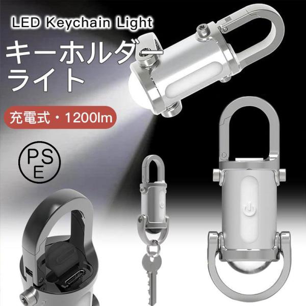 防水キーホルダー型ライト LEDキーチェーンライト 懐中電灯 ポータブルキーホルダー USB充電式 ミニ懐中電灯 超高輝度 防水設計 キーリング型懐中 防災 釣り