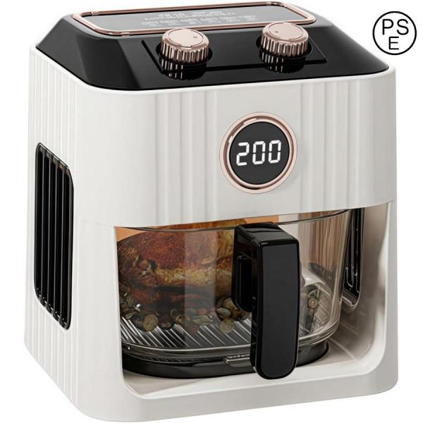 革命的な調理体験を実現：このエアフライヤーは、ヘルシーな無油調理で揚げ物を罪悪感なく楽しめる、現代キッチンの必須アイテムです。大容量設計で便利：6Lの大容量により、家族分の料理やパーティー用の食材も一度に調理可能なエアフライヤーです。可視窓...