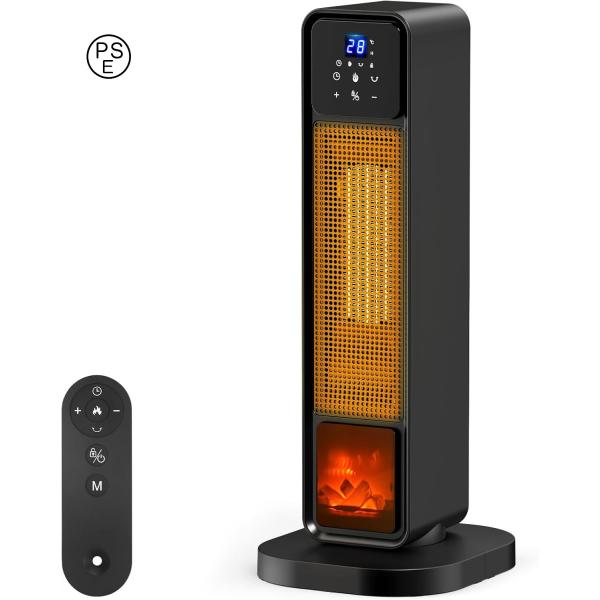 セラミックヒーター 【2S速暖 ECO知能恒温 省エネ】 1200W 暖房器具 タッチ操作 転倒自動OFF 過熱保護 タイマー機能 足元暖房 リモコン付 節電 寒さ対策 10畳
