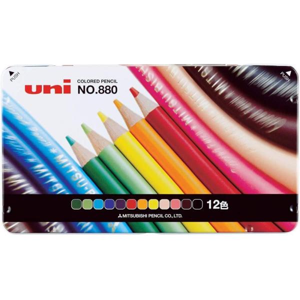 色鉛筆 12色 三菱鉛筆 uni 缶ケース入