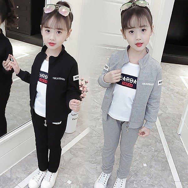 韓国子供ファッションジャージ上下セットスウェット3点セットアップトレーニングウェア女の子スポーツウェアキッズジュニア子供服春秋 Allecd5 Allure Webshop 通販 Yahoo ショッピング