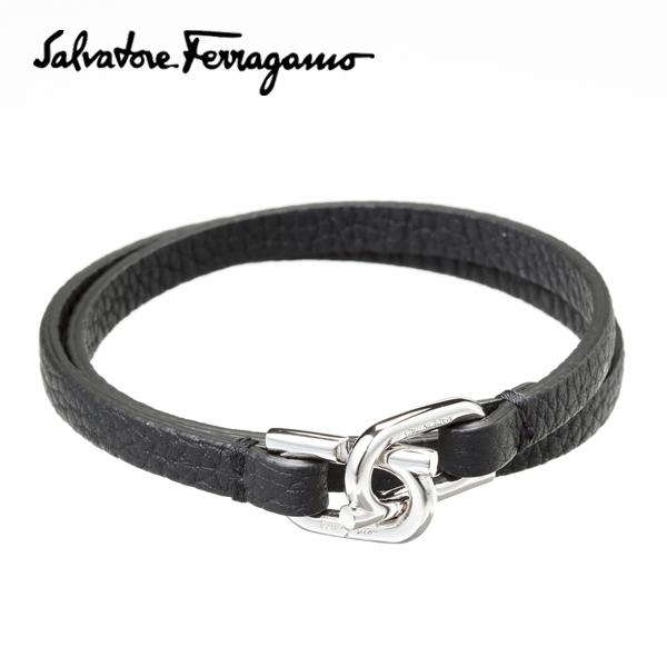 フェラガモ FERRAGAMO ブレスレット レザー ブラック ブランド ギフト