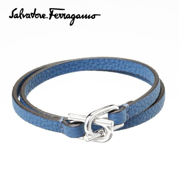 FERRAGAMO フェラガモ ブレスレット レザー ブルー ブランド ギフト 