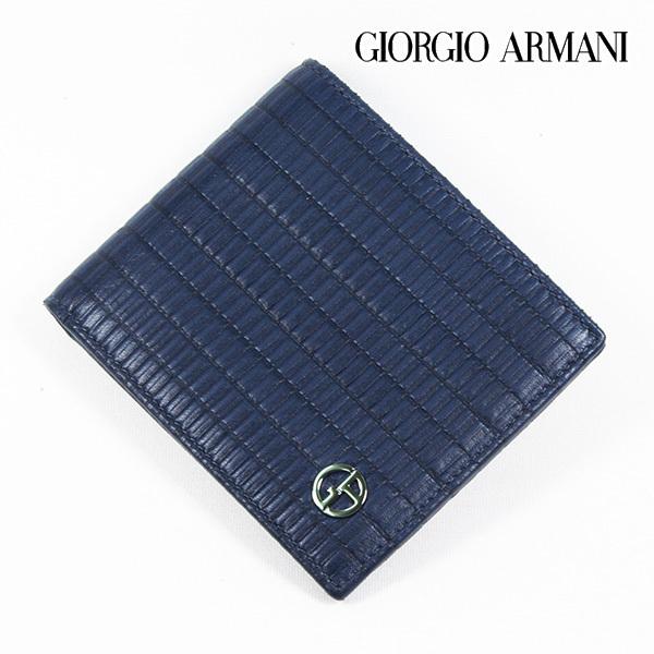 Giorgio Armani ネイビー 二つ折り財布 tamaya0078_5041