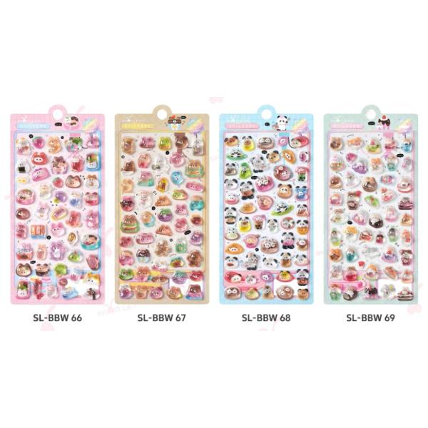 シール DIY ぷくぷくシール 4種類 3Dステッカー 立体ステッカー ボンボン ぼんぼん ぷっくりシール デコシール アクリル ボンボンシール ドロップシール