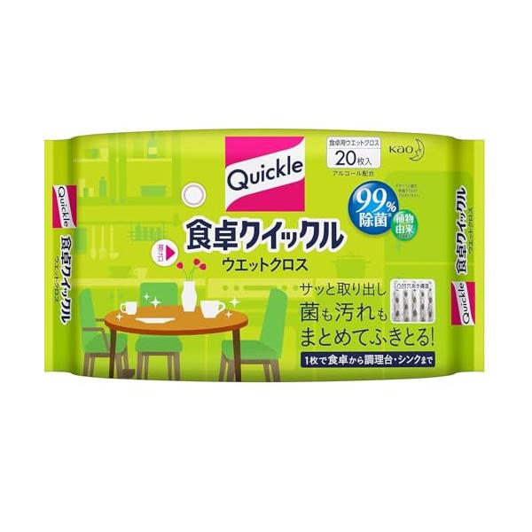 他サイト： まとめ買い花王 食卓クイックル ウェットクロス 20枚入 × 3個 20シート（x 1)の商品画像