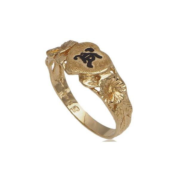 ハワイアンジュエリー リング 指輪 14k ゴールド ハート エナメル イニシャル ハイビスカス ゴールドリング イニシャルリング ハワイ製