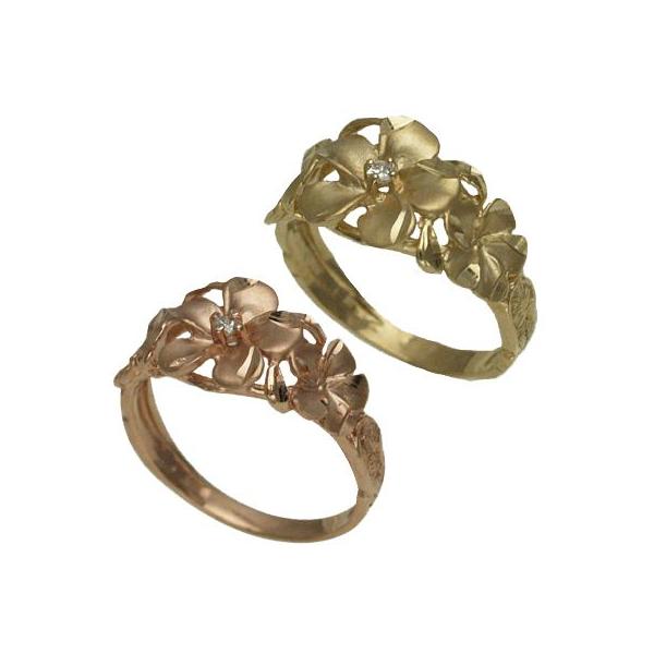 ハワイアンジュエリー リング 指輪 14k ゴールド 3プルメリア