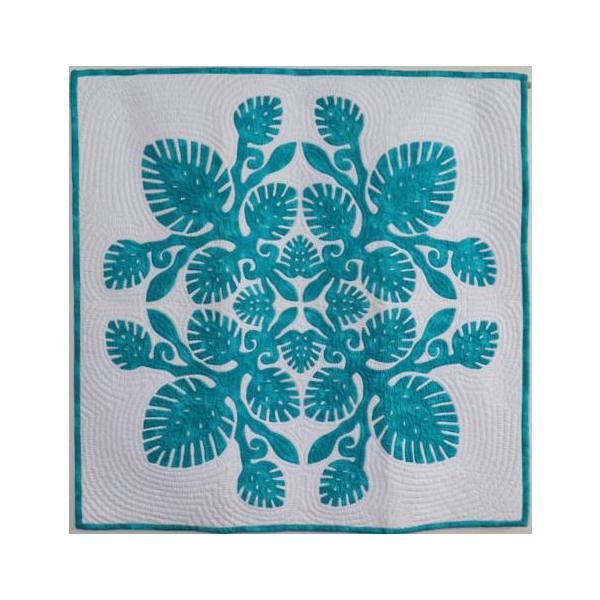 ハワイアンキルトタペストリー 白いアンスリウムと蘭 ハワイアン