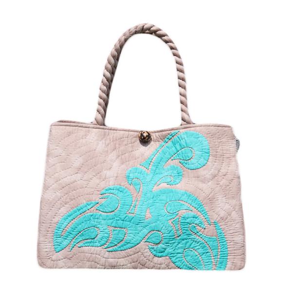 ハワイアンキルトレッスンバッグ 4. ハワイアンキルト レッスンバッグ ティキB モスグリーン オン ED