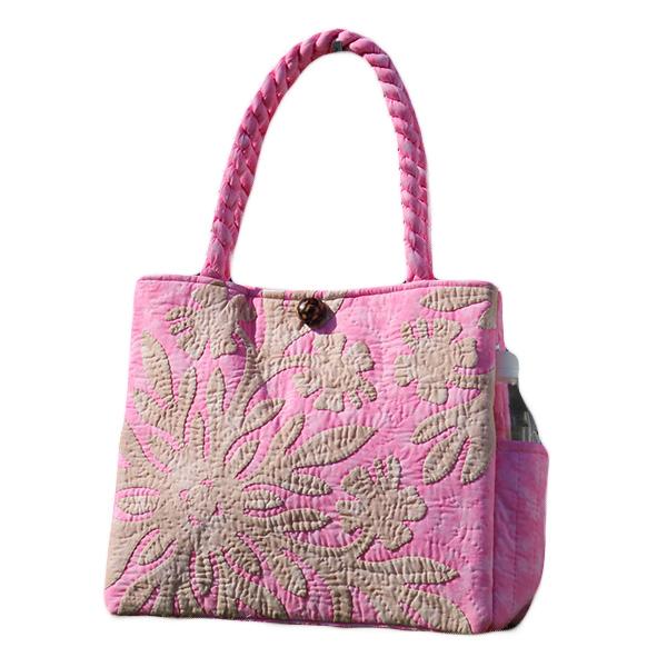 ハワイアンキルト　バッグ　ハイビスカス ハワイアンキルト ハンドバッグ ハイビスカス ピンク/ Hawaiian quilt