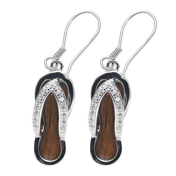 〜ビーチサンダルピアス〜 ハワイアンジュエリー ピアス シルバー925 コアウッド サンダル