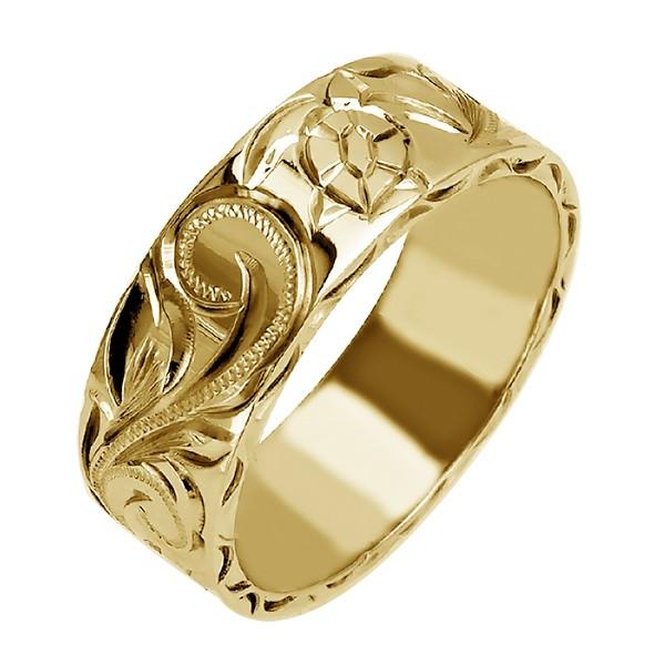 くつろぎカフェタイム ハワイアンジュエリー リング 指輪 結婚指輪 オーダーメイド お手軽な1.25mm厚 幅8mm 14k イエローゴールド  バレルリング 通販