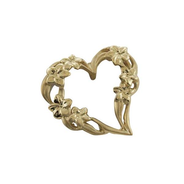 ハート プルメリア ハワイアン ジュエリー 14k ゴールド ペンダント トップ ハワイアンジュエリー 14Kペンダントトップ オープンハートプルメリア
