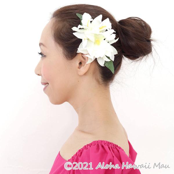 フラダンス 髪飾り バンダ オーキッド ホワイト 蘭 ヘアクリップ フラダンス 髪飾り バンダ オーキッド ホワイト 蘭 ヘアクリップ