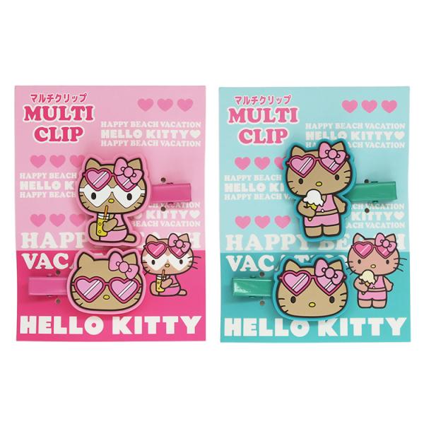 キティ 日焼け ヘアクリップ 2個セット 前髪 ヘアピン アクセサリー