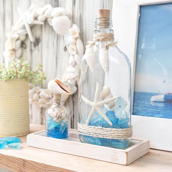 ハワイアン雑貨 小物 置物 オブジェ 飾り ディスプレイ インテリア ハワイ マリン ビーチ 海 シェル 貝殻 瓶 （ウィスキービーチグラスボトル）  :whisky-beach-glass-bottle-tm:ALOHA Diaries ハワイセレクトShop 通販 